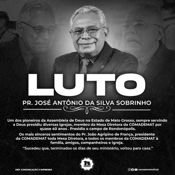 Nota de Pesar - Pr. José Antonio da Silva Sobrinho